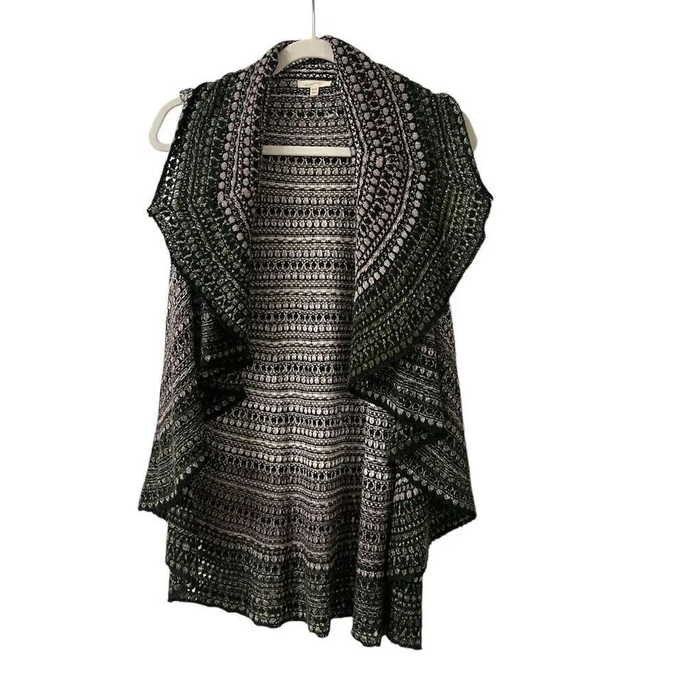 Mystree sweater knit circle vest multi color One Size
